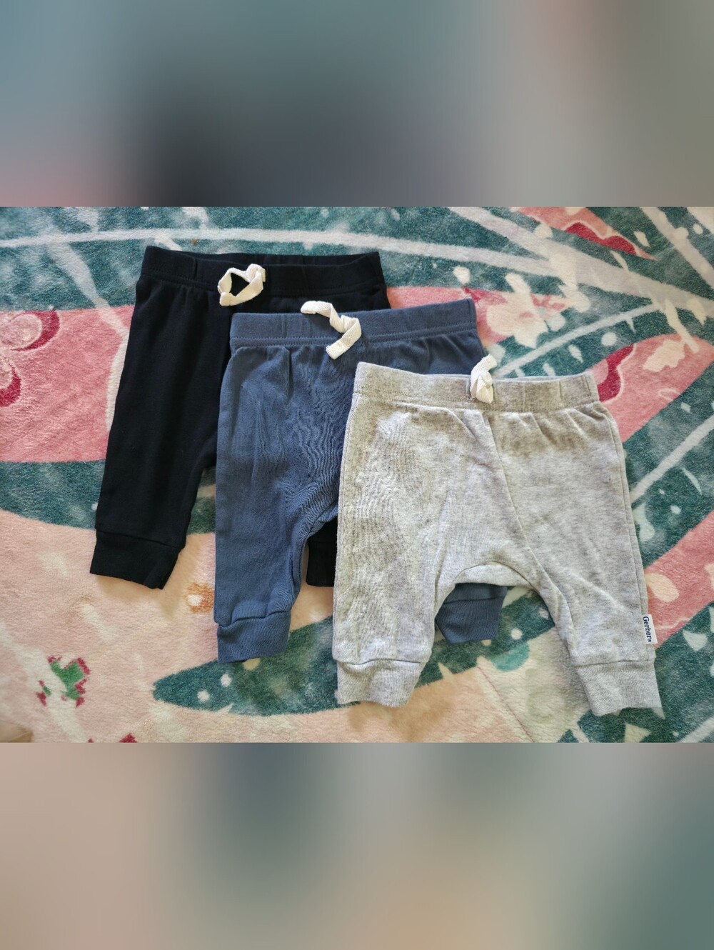 3-Pack 0-3 Month Knit Pull-On Pants - Navy, Charcoal, Light Gray